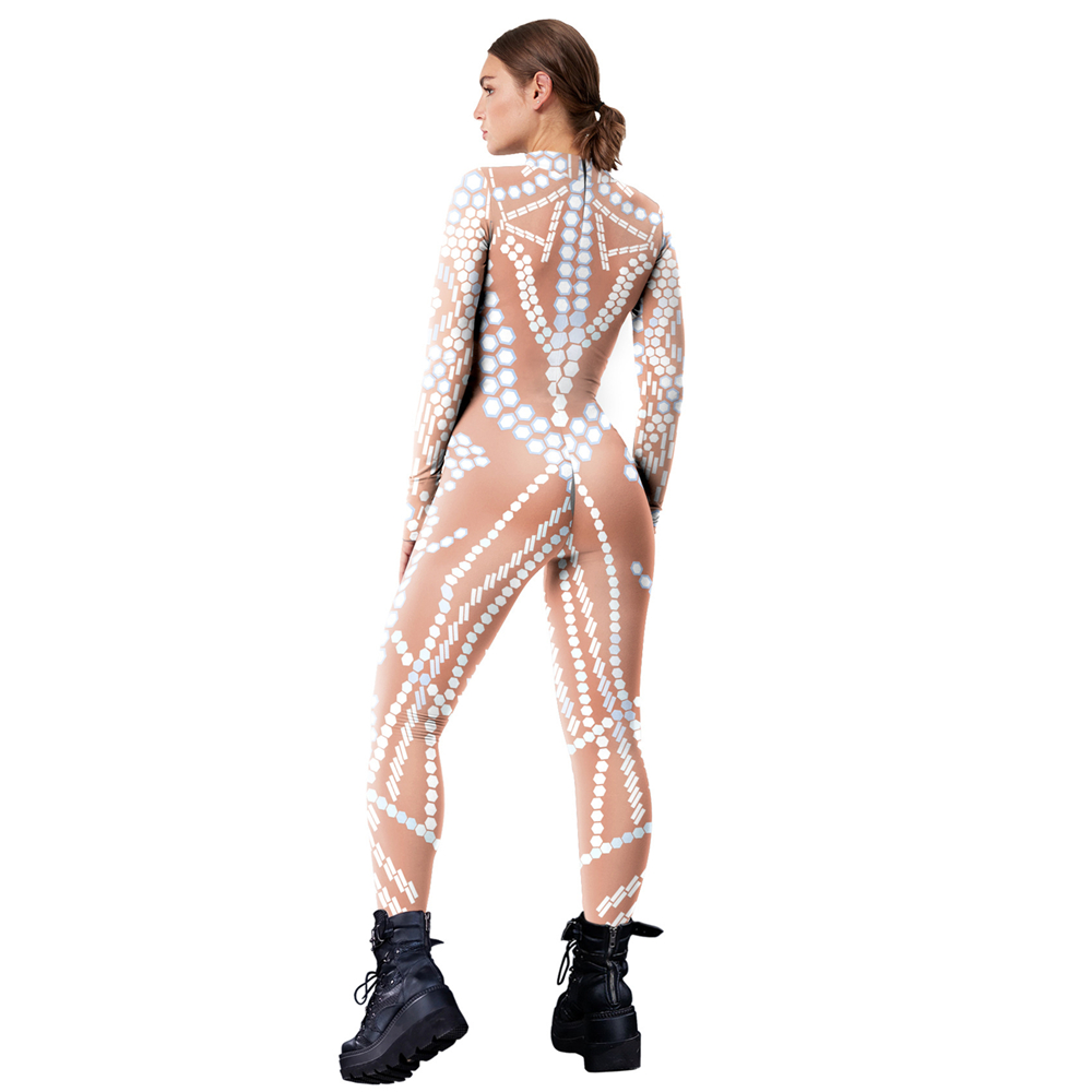 Costumi Catsuit Mani nere Touch Shinny Paillettes Glitter Tuta Catsuit Donne sexy Costumi Cosplay Zentai Halloween Body