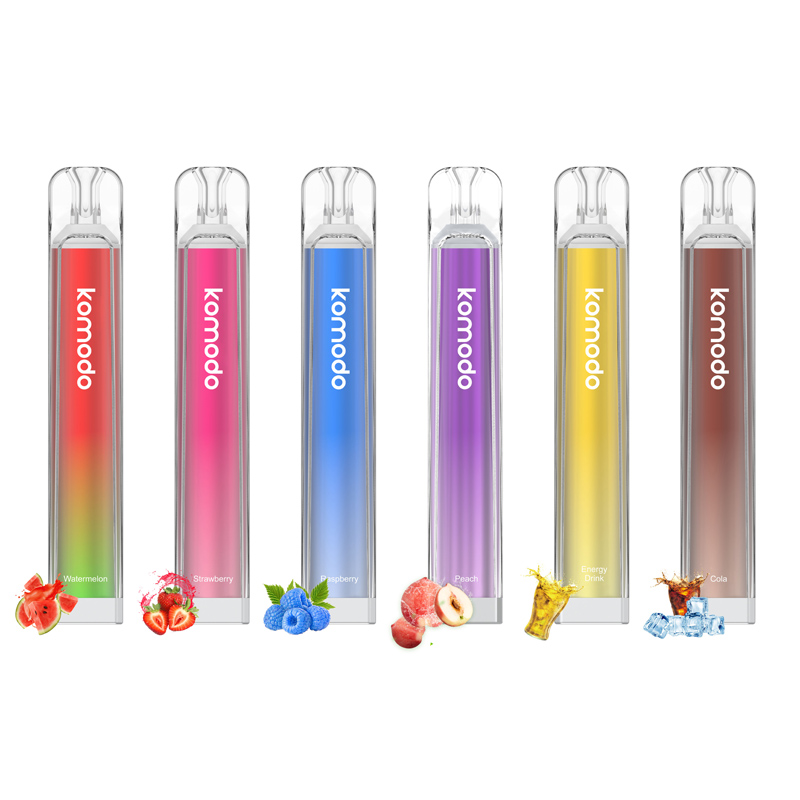 600 퍼프 코모도 크리스탈 일회용 vape 펜 e 담배 400mAh 배터리 2ml 미리 채워진 포드