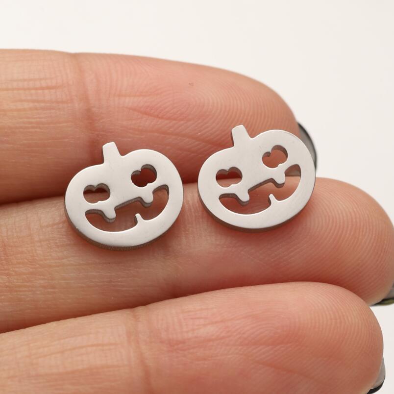 Cute Pumpkin Tiny Small Stud Earrings for Women Gothic Skull Bone Skeleton Biker Cocktail Party Halloween Party Stud Earrings