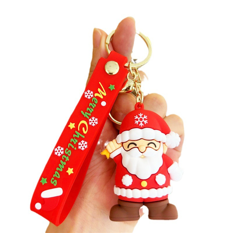 Fashion cartoon key ring New Christmas keychain car bag Snowman Reindeer Christmas keychain doll machine pendant gift