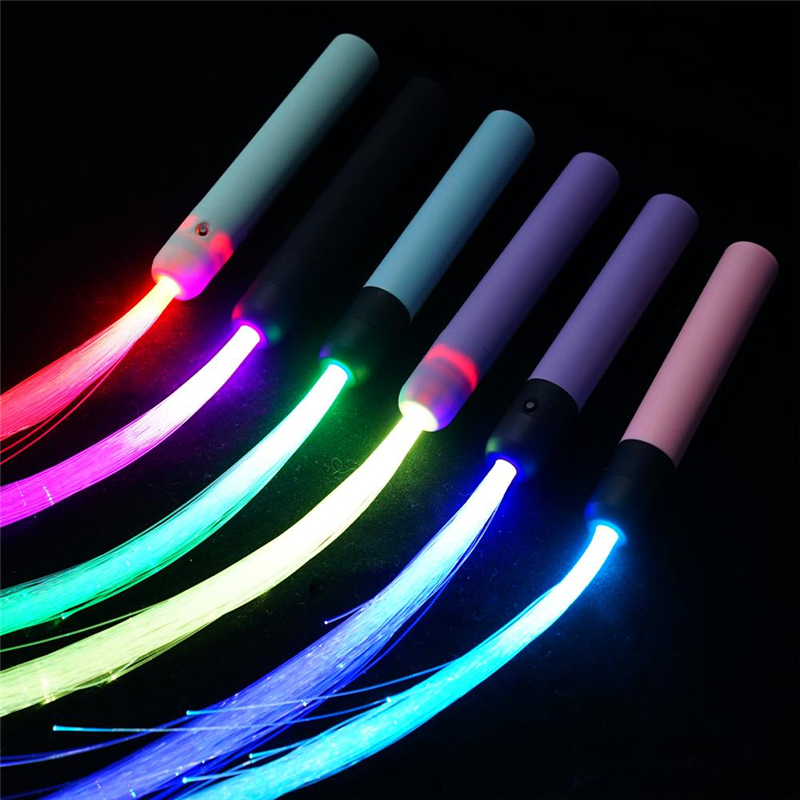 LED Fibre Optic Whip 360 ﾰ Super jasne światło Rave Toy Pixel Flow Lace Festival Night Atmosphere Props na imprezę