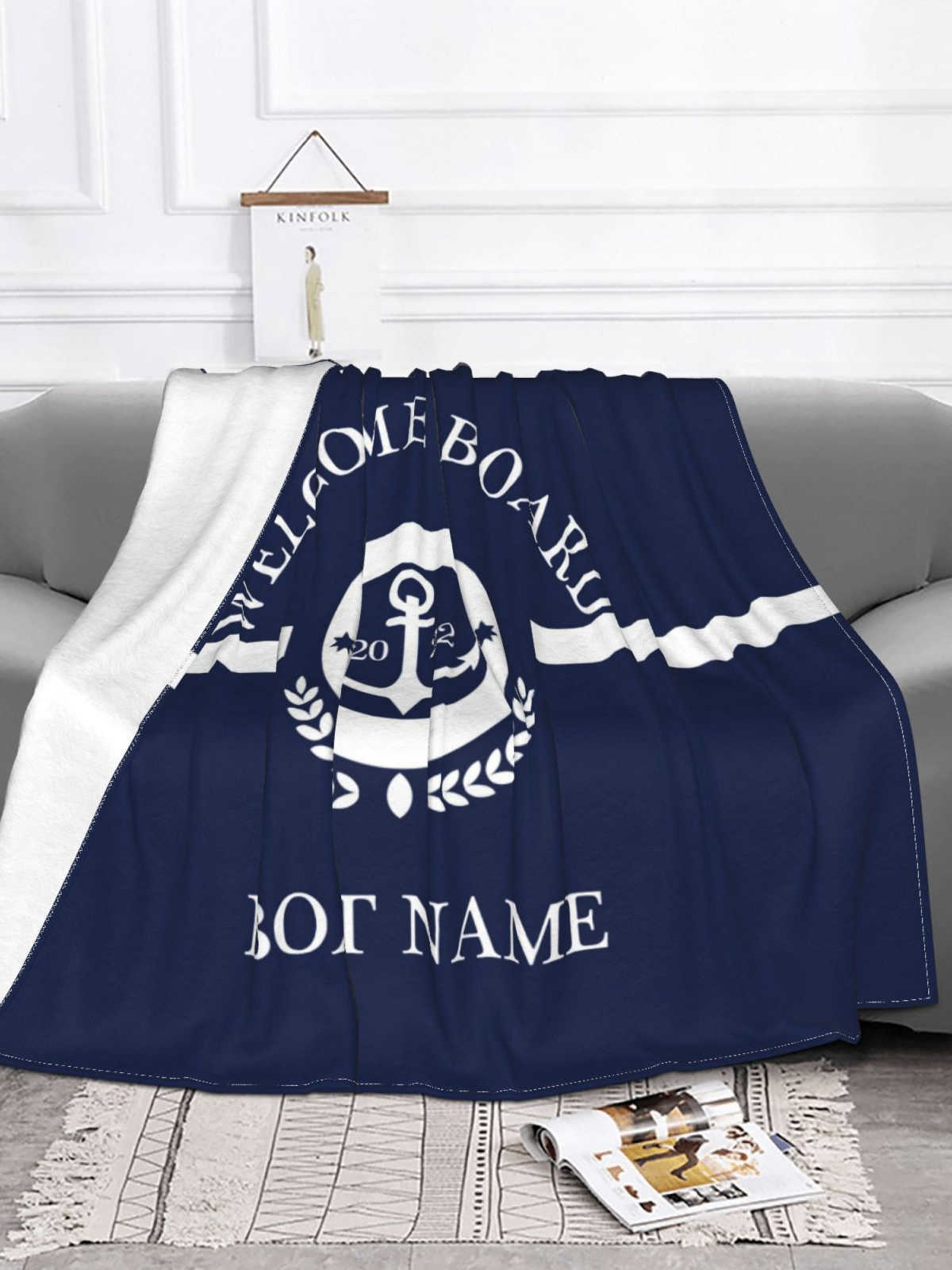 Blankets Deep Sea Color Nautical Decorative Printed Flannel Blanket Breathable Ultra Warm Bedding and Travel Blanket Autumn Customizable HKD230922