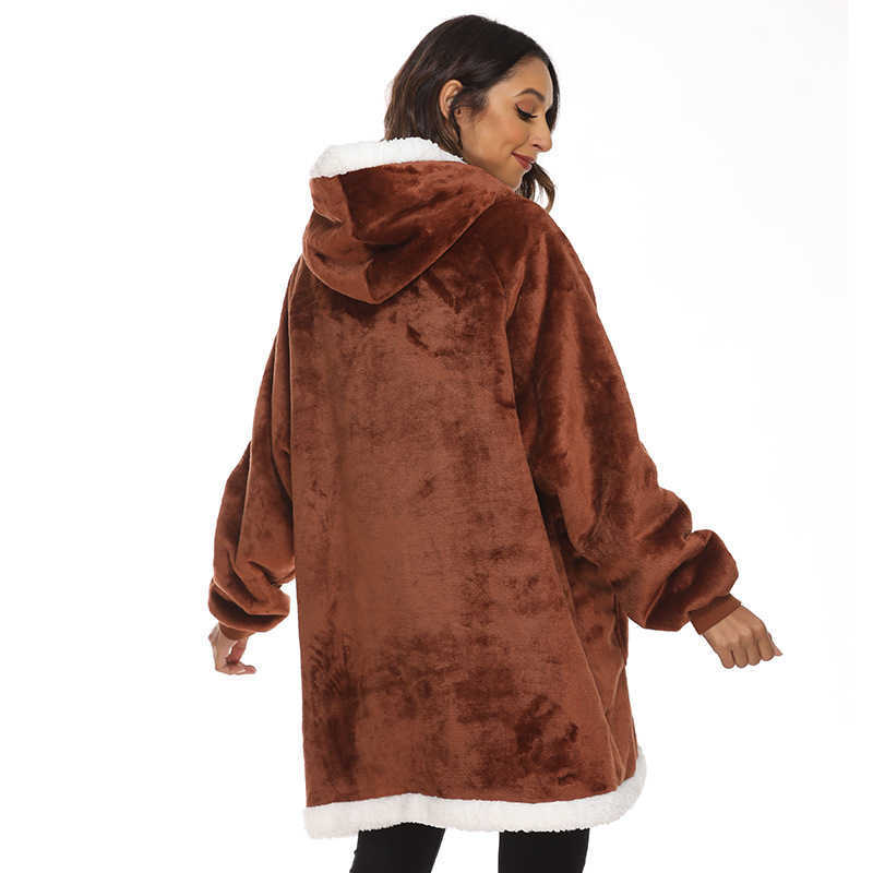 Blankets TV Blanket Sweatshirt with Dual Pockets Women's Ideal for Couples and Casual Wears Oversized Hoodie Hoodies Sweat-shirt Plaid HKD230922