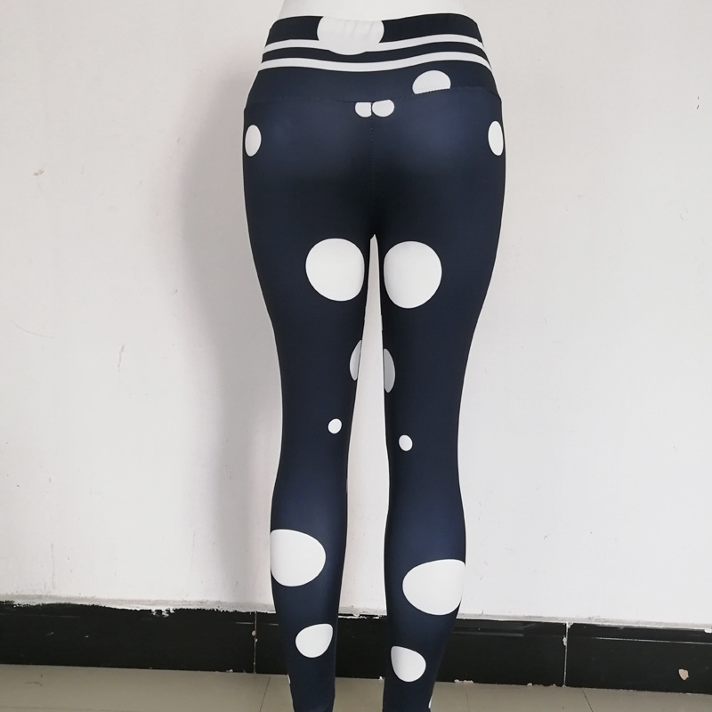 Spor salonu Giyim İnce Tayt Kadın Fitness Beyaz Dot Baskı Push Up Sport Leggins Ladies Yüksek Bel Yoga Tayt Egzersiz Pantolon Günlük