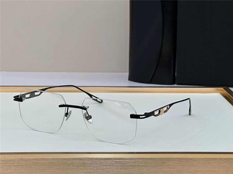 Nowe okulary mody na receptę Ostateczną klasyczną kwadratową kwadratową kształt K Gold Frame Transpirent soczewki proste okulary optyczne w stylu biznesowym z obudową