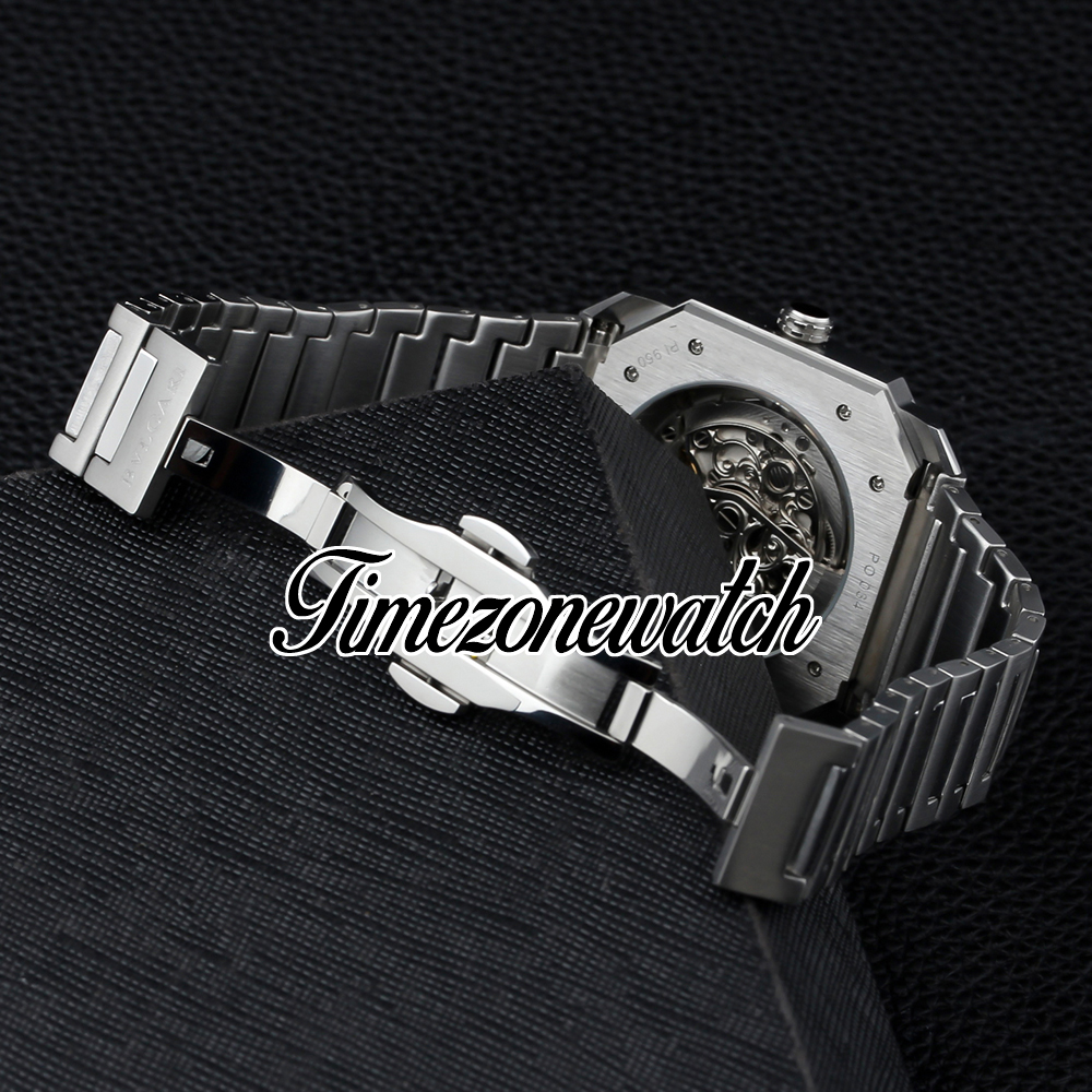 NOWOŚĆ 42 mm Octo Finisimmo 103297 Automatyczne mechaniczne męskie obserwuj czarne tarcze Bransoletka ze stali nierdzewnej Bransoletka Limited Edition Watches TWBV TimeZoneWatch Z05c