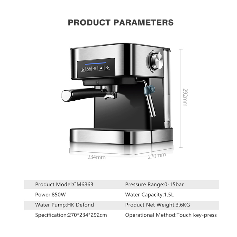 20 바 ItaliaAnse 타입 에스프레소 Koffiezetapparaat Machine Met Melkopschuimer Wand Voor Espresso, Cappuccino, Latte en Mokka