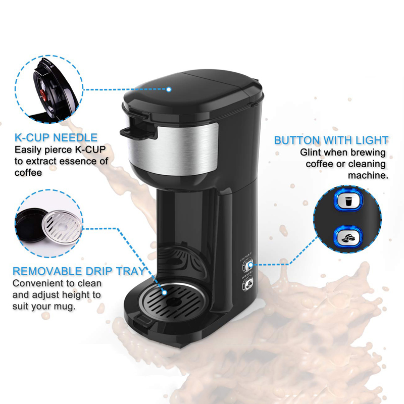 Home Electric Portable Capsule Coffee Maker 2in1 Semiautomatic American Drip Machine Suitable for Kcup Capsule and Coffee Powder