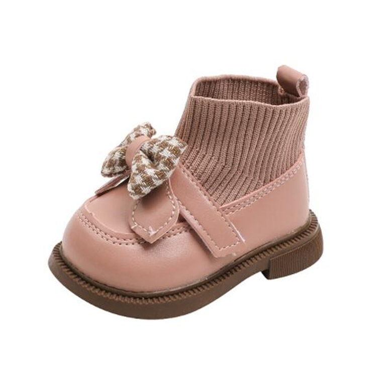 Autumn Winter Kids Martin BootsToddlers baby Bow Booties Princess Leather Shoe Fashion Children Girl Ankle Boot