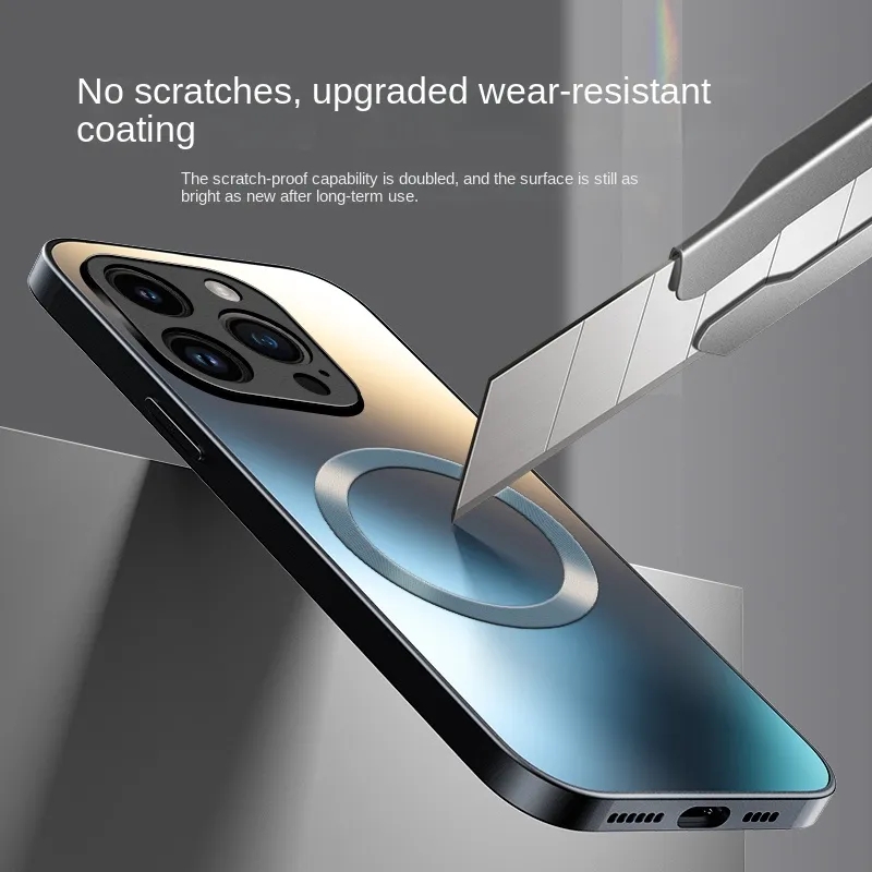Obudowa na iPhone 15 14 13 12 Pro Max Mini iPhone15 iPhone14 Case Hard Matte Glass Magnet bezprzewodowe ładowanie Protect Protect Cover Case