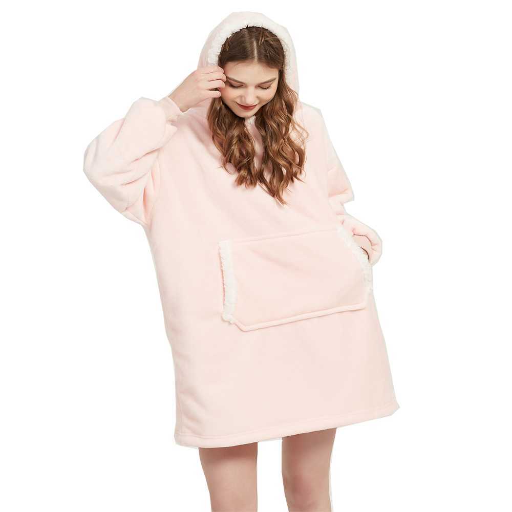 Couvertures Couverture Sherpa en molleton de corail en peluche microfibre avec manches, sweat à capuche de poche extérieur super doux et chaud pour adultes, couvertures de télévision à capuche d'hiver HKD230922