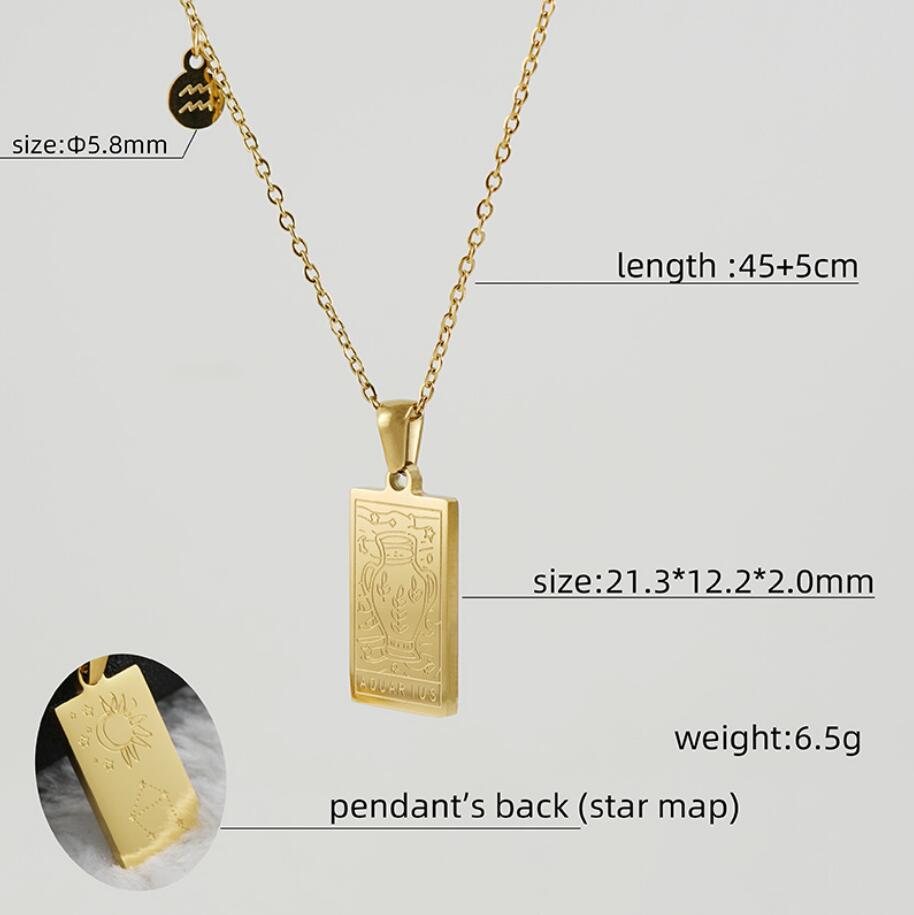 Stainless Steel Zodiac Sign Necklace For Women Vintage Constellation Libra Pendant Chain Collar Aesthetic Jewelry