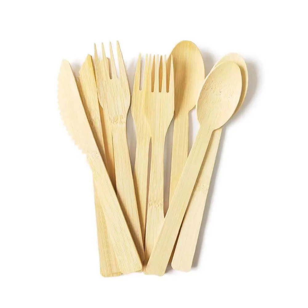 Groothandel Natuurlijk Bamboo Milieu BAMBOE Wegwerp wegwerpstafels Biologisch afbreekbare Bamboo Forks 7 inch