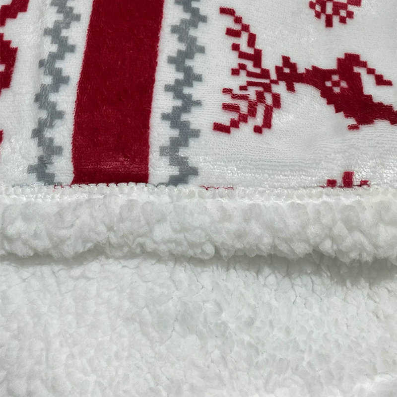 毛布の厚いヘラジカ3D印刷フランネル毛布メリークリスマススローブランケットソフトウォームシェルパダブルレイヤーふわふわスノーフレークブランケットHKD230922