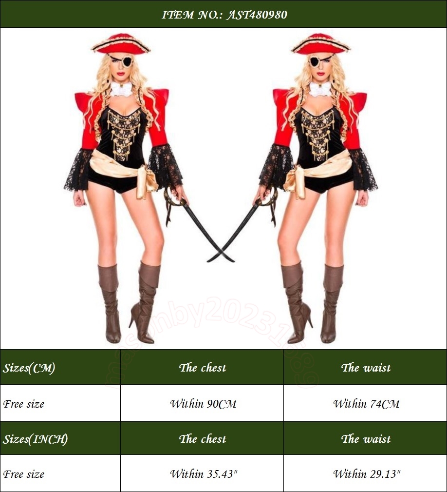 Ny Halloween Party Caribbean Pirate Female Pirate Costume DS Performance Dress European och American Game Uniform