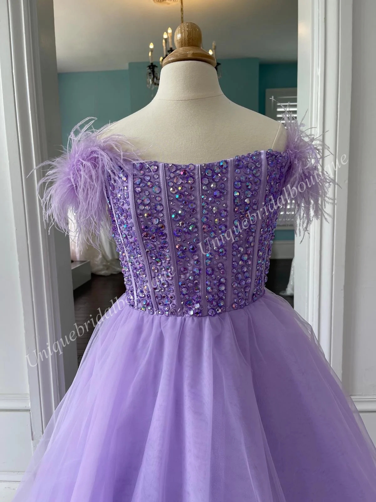 Lilac Children's Little Girls Pageant Gown 2024 Feather Shoulder Preteen Tiny Kid Birthday Formal Cocktail Party Dress Infant Toddler Teens Young Junior Miss Pink