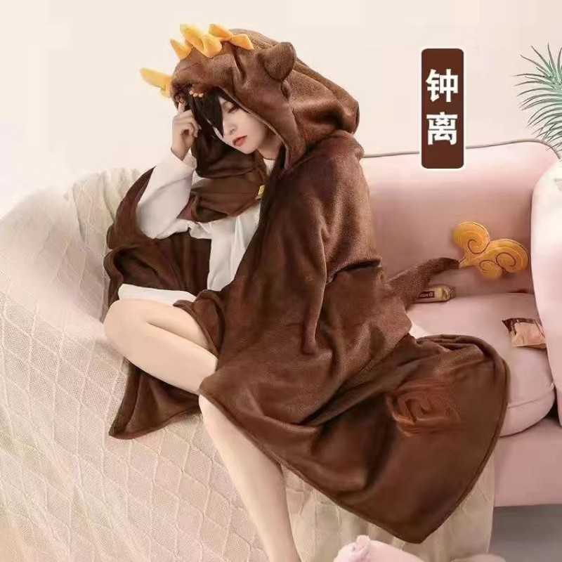 Coperte Zhong Li Genshin Impact Cosplay Coperta anime Mantello indossabile Mantello Coperta con cappuccio Scialle Coperta divano gli amici Regalo HKD230922