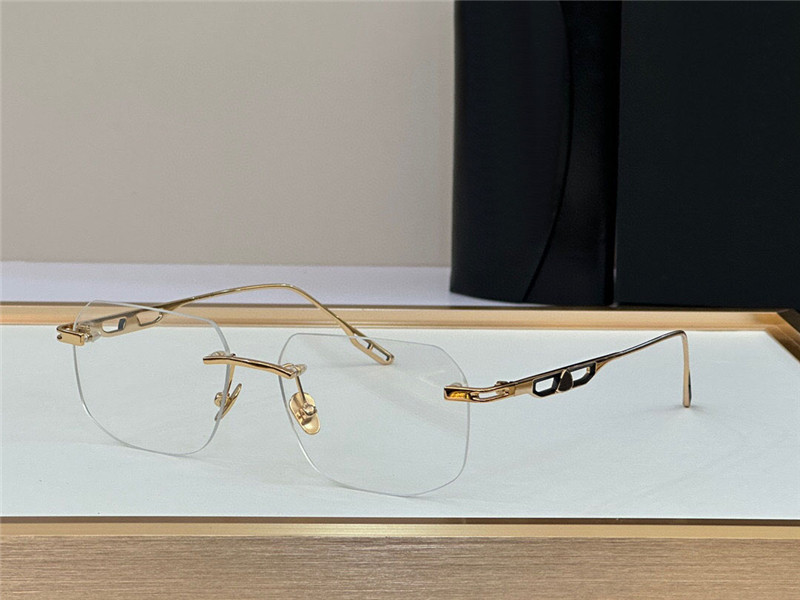 Nieuwe modebrillen op sterkte DE ULTIEME klassieke randloze vierkante vorm K gouden frame optische bril eenvoudige zakelijke stijl brillen met etui