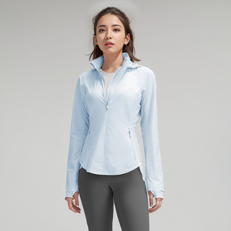 LU-1329 Women Yoga Outfit Outdoor Sun-protective Jacket Breathable Sports Jacket With Hooded