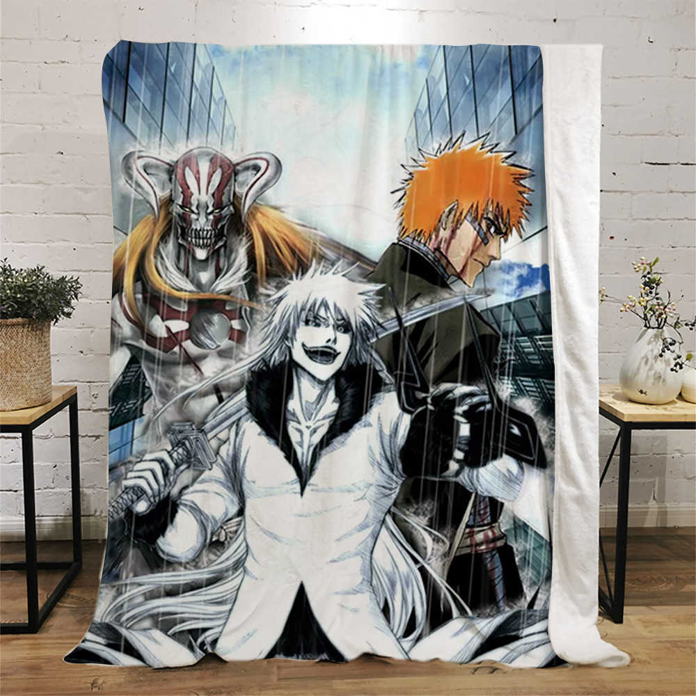 Cobertores Cloocl Moda Flanela Cobertores Dos Desenhos Animados Anime Bleach 3D Impresso Cobertor Escritório Nap Ar Condicionado Lance Quilt HKD230922