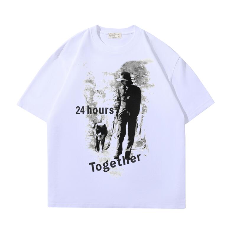 Camiseta Estampada 23ss Tendência de Verão Solta Camiseta de Manga Curta Masculina