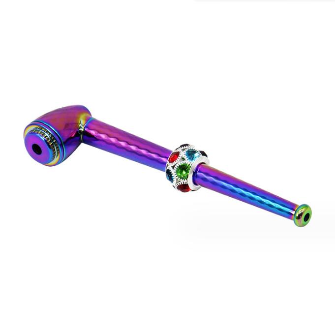 Latest Colorful Diamond metal Smoking Pipe Multiple Colors Filter Jamaica Tobacco Cigarette Hand Spoon Pipes Tool Accessories Oil Rigs