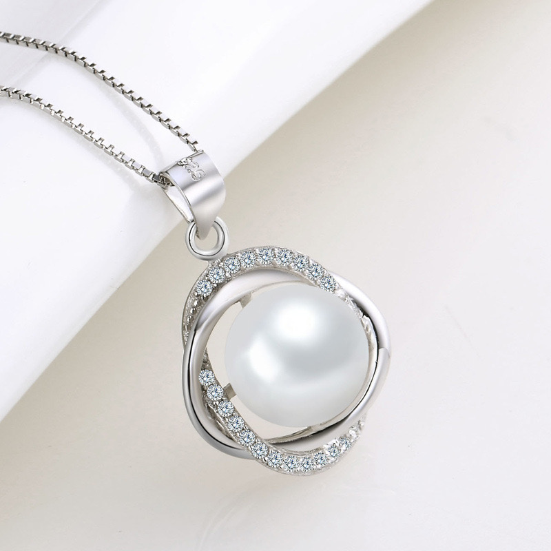 Colliers en argent Sterling 925 avec pendentif en perles pour femmes, haute qualité, chaîne pour fête de fiançailles, mariage, bijoux pour femmes