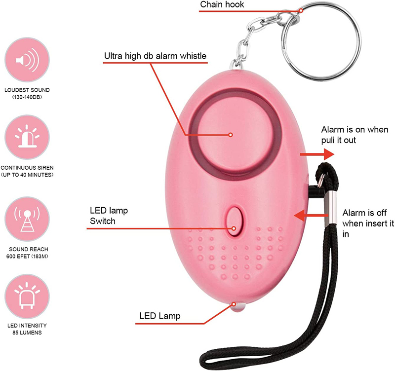 1X Persoonlijk Zelfverdediging Alarm Meisje Vrouwen Oude man Beveiliging Bescherm Alert Veiligheid Scream Luid Sleutelhanger 130db Ei -20240325