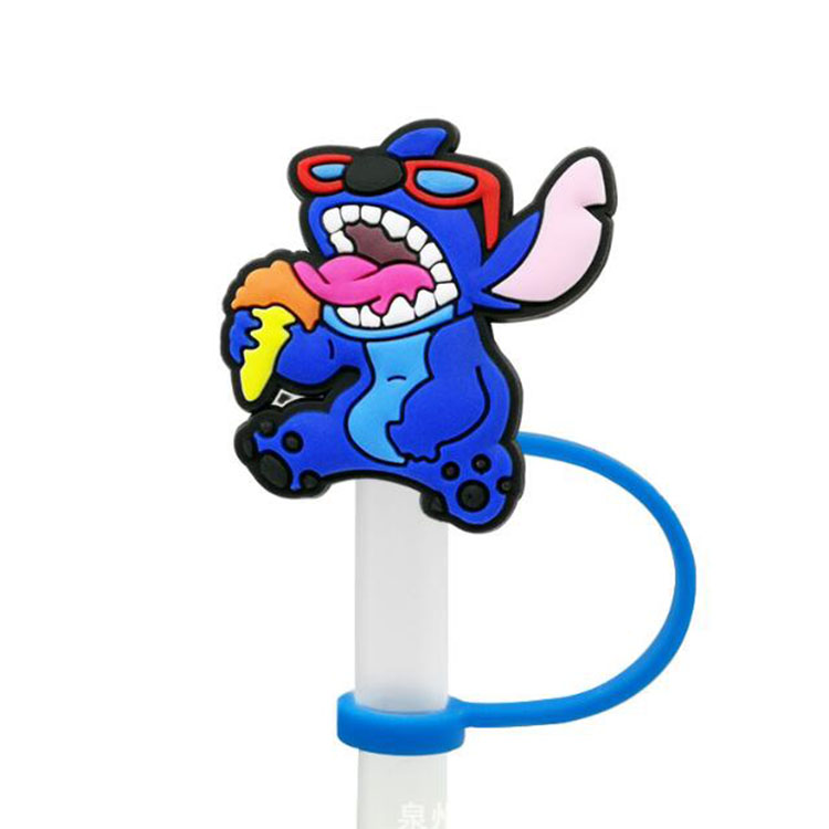 Yeni Styles Blue Straw Toppers takılar pvc yeniden kullanılabilir toz fiş karikatür anime dekorasyon aksesuarları pipetler için