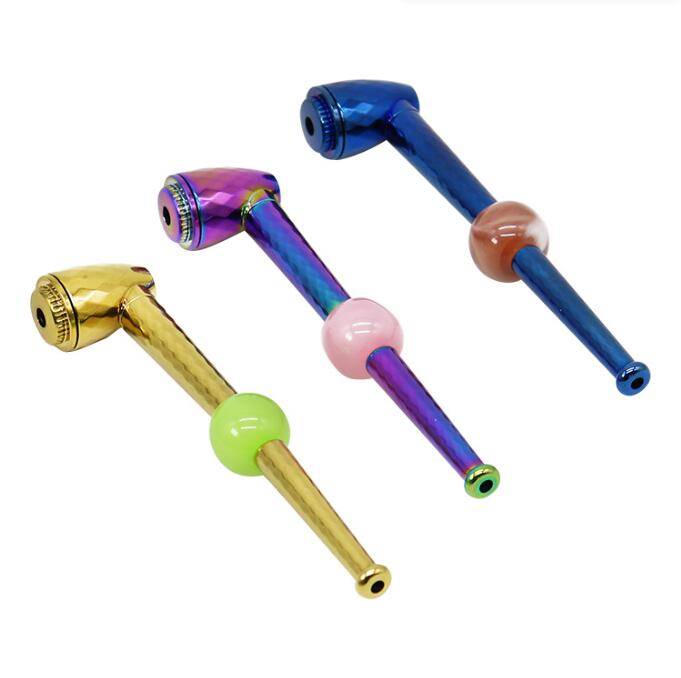 Latest Colorful Diamond metal Smoking Pipe Multiple Colors Filter Jamaica Tobacco Cigarette Hand Spoon Pipes Tool Accessories Oil Rigs