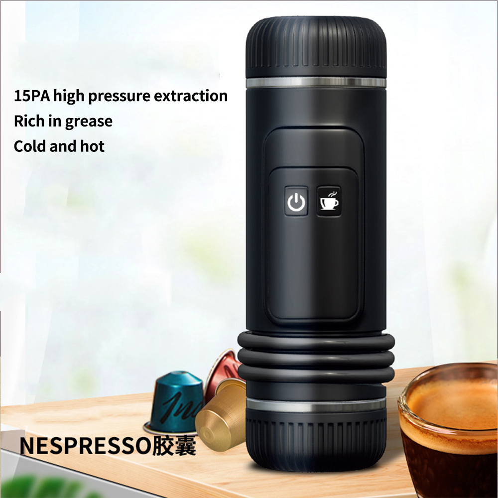 Semi-Automatic Coffee Machine Capsule Espresso Maker for Car Compatible Nespresso Original Capsules Portable Espresso Cup 80ML