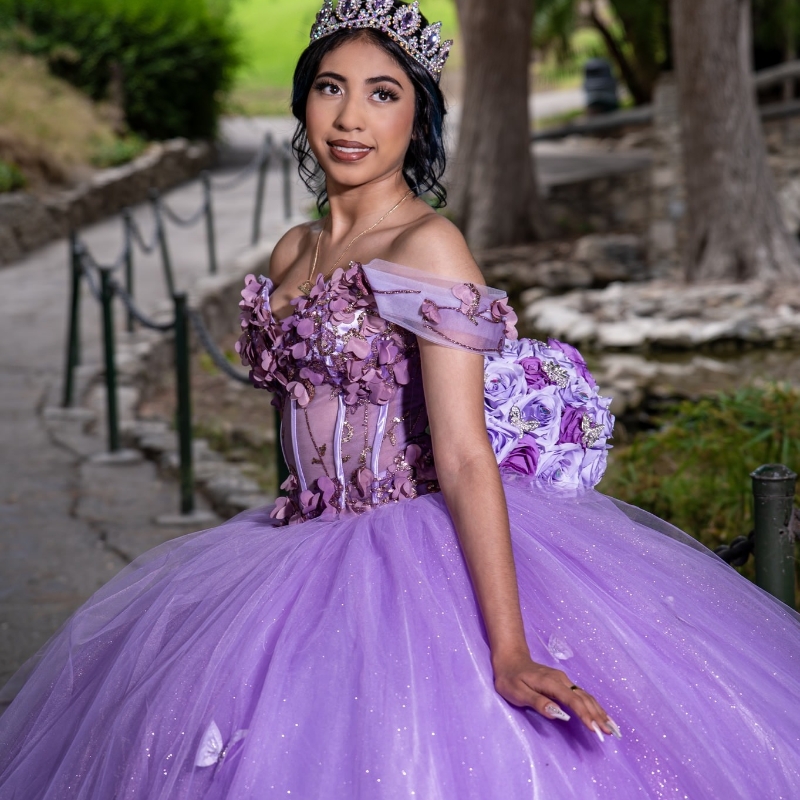 Fioletowe błyszcząca księżniczka ukochana suknia balowa quinceanera sukienki z aplikacji na ramię koronkowe kwiat kokardki vestido de 15 anos sweet 16