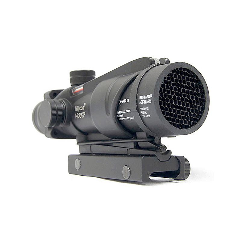 ACOG 4X32 Fibre Source Scope Vert Illuminé Véritable Fibre Optique 4x Loupe Lunette de visée Chevron Verre Gravé Réticule avec Couvercle de Protection Killflash