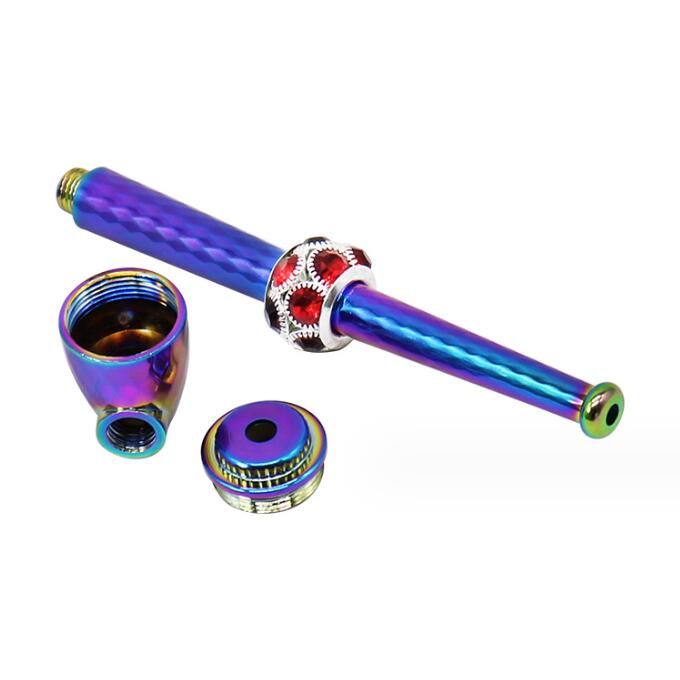 Latest Colorful Diamond metal Smoking Pipe Multiple Colors Filter Jamaica Tobacco Cigarette Hand Spoon Pipes Tool Accessories Oil Rigs