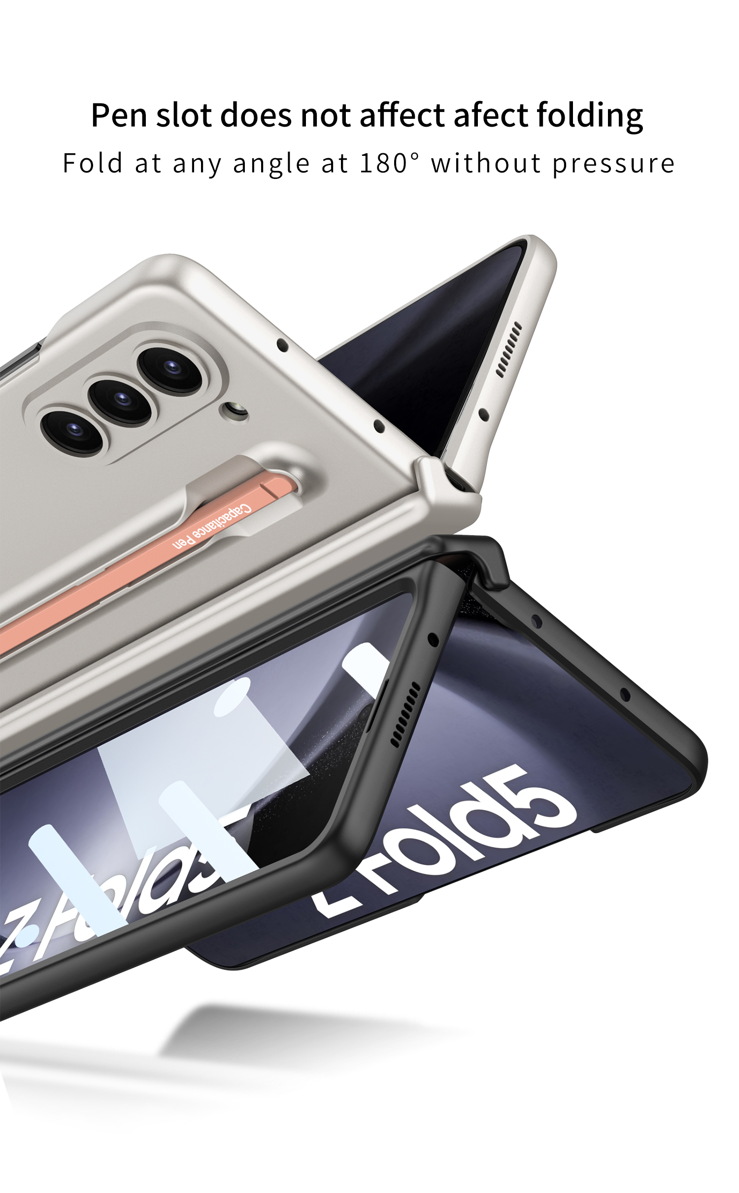 Penplats för Samsung Galaxy Z Fold 5 Case Matte Hard Film Glass Magnetic gångjärnsskydd Cover