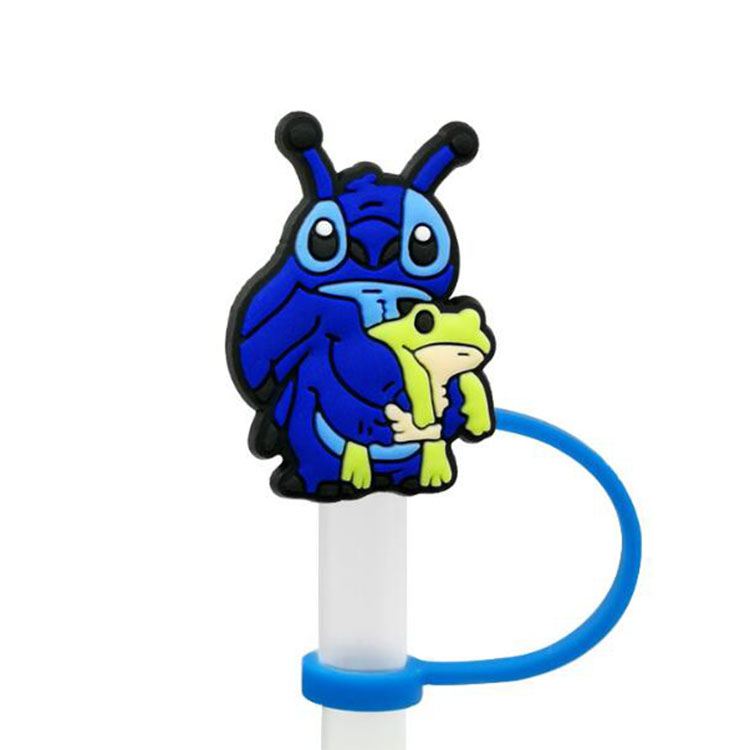 Yeni Styles Blue Straw Toppers takılar pvc yeniden kullanılabilir toz fiş karikatür anime dekorasyon aksesuarları pipetler için