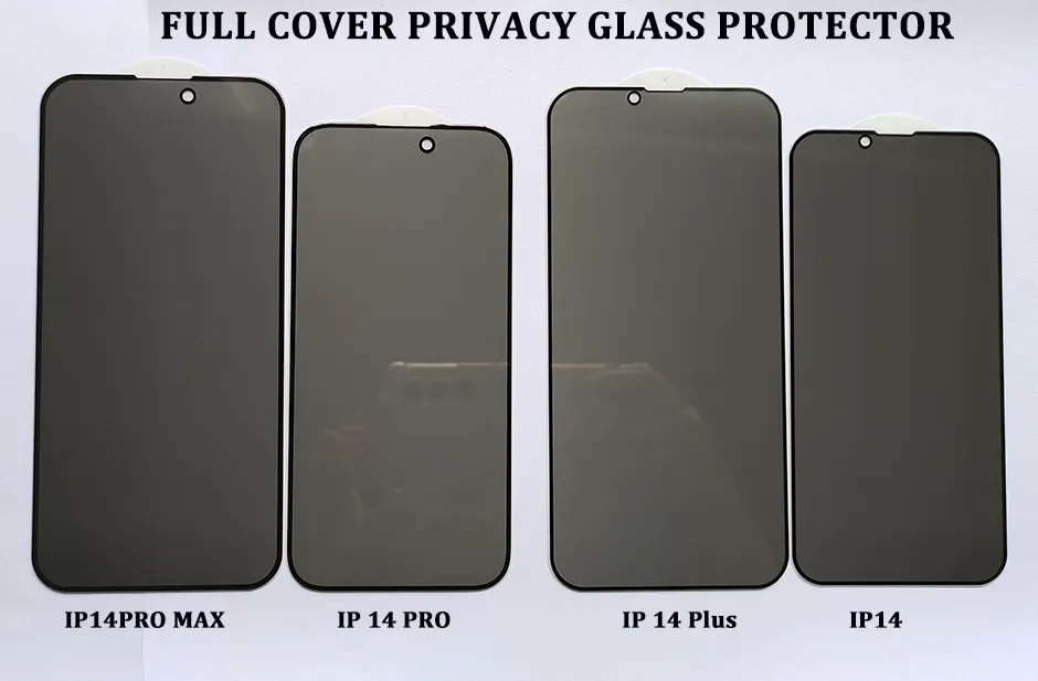 Protetor de tela de vidro temperado de privacidade de cobertura completa para iPhone 15 14 13 12 11 Pro max XR XS 6 7 Plus vidro de telefone anti-espião na caixa de varejo