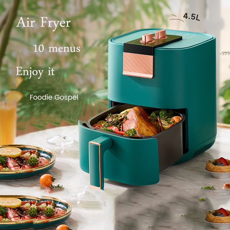 5.5L Air Fryer Ingen olja för hemmatlagning, mekanisk elektrisk flygfryer, oljefri bakugn, pommes frites/hel kyckling, klassiska flygfryers