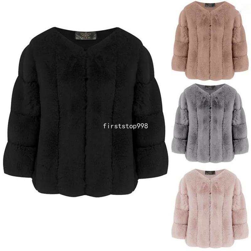 Cappotto da donna in pelliccia da donna autunno e inverno corto con collo rotondo. Top alla moda da donna