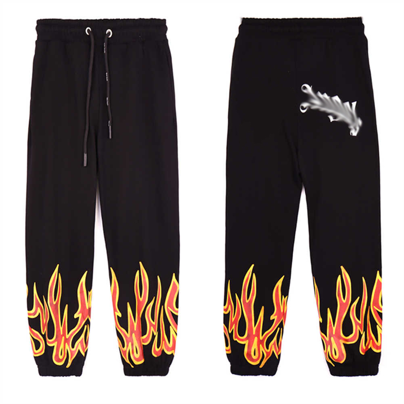 Neue Designer-Jogginghose mit schwarzem Flammen-Graffiti-Print für Herren, Sinn für Nische, lockere Sport-Freizeit-Jogginghose S-XL