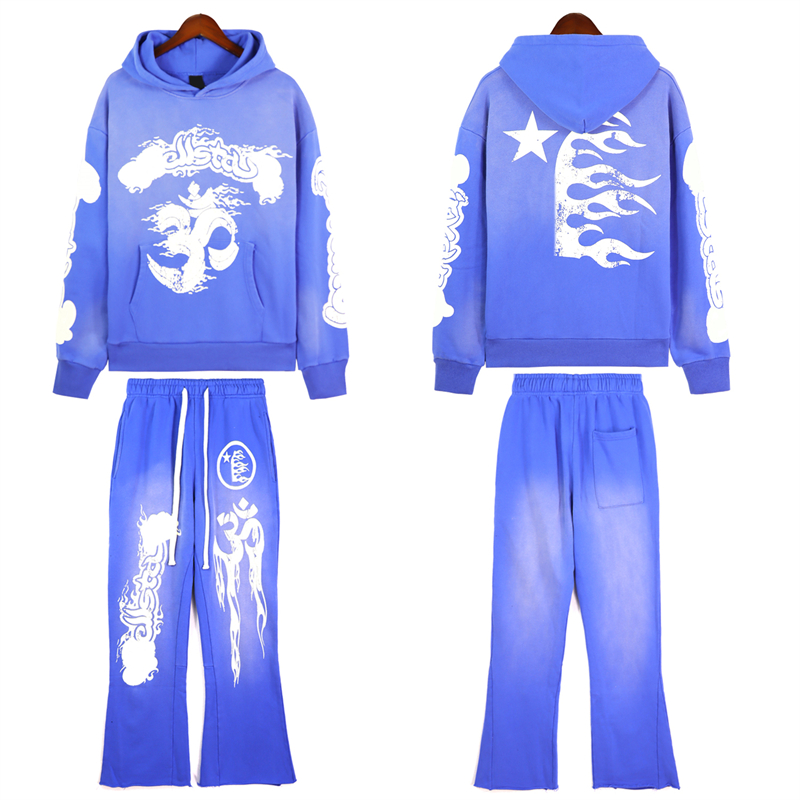 Marka Moda Erkekler 2 Parça Hoodies Basketbol Logo Pantolonları Kadın Ter Takımları Plus Boyut Jogger Set Street Giyim Erkek Giyim S-XL6 Renk