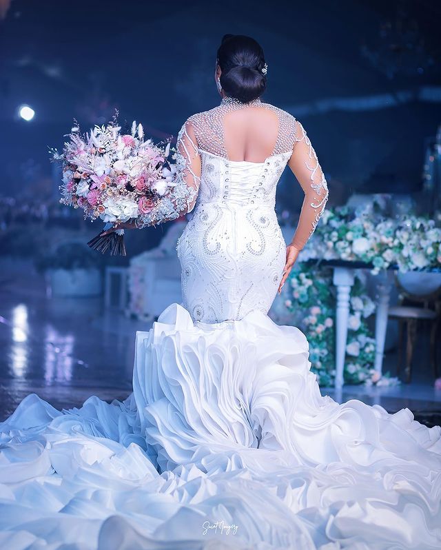 2023 Oct Arabic Aso Ebi White Mermaid Wedding Dress Beaded Crystals Detachable Train Bridal Gowns Dresses JZ333