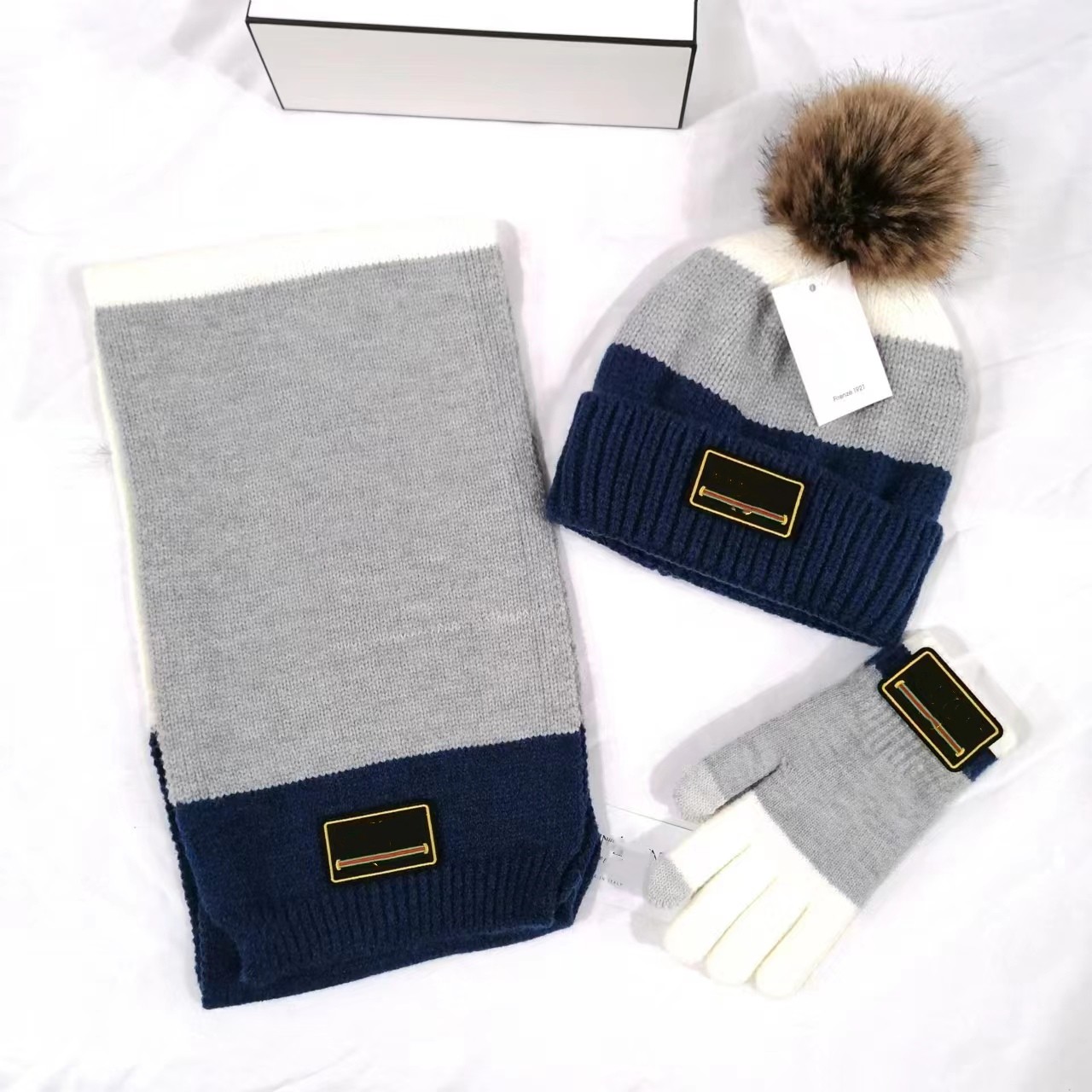 Ensemble de gants et écharpe pour femmes, chapeau d'hiver, bonnet tricoté chaud, gants pour écran tactile, ensemble écharpe longue, gants et écharpes doux pour écran tactile