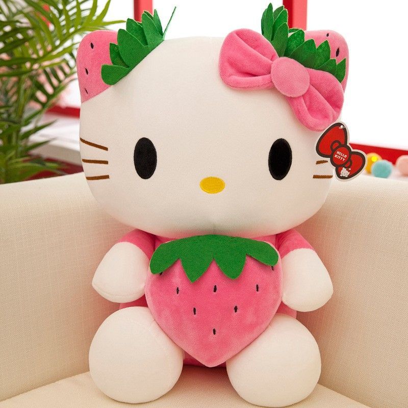 Anime Peluche Ripiene Animali Giocattolo Simpatico Gatto Cuore Fragola Gattino Bambola Compagno di Giochi Bambini Decorazione della Casa Ragazzi Ragazze Compleanno Festa dei Bambini Natale 2 Stile 22 cm