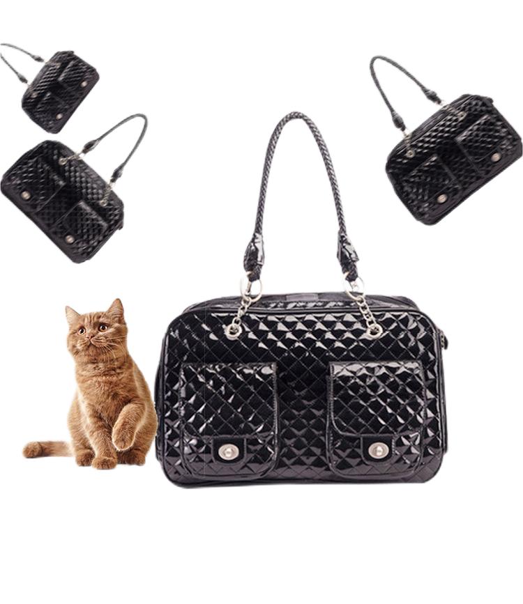 YUEXUAN Designer Fashion Tote Dog Cat Pet Carrier Bag PU Pelle Borsa cani piccola media Borsa cani Borsa grande gatti Borsa cani da compagnia Borsa cani da escursionismo all'aperto, Nero, Bianco