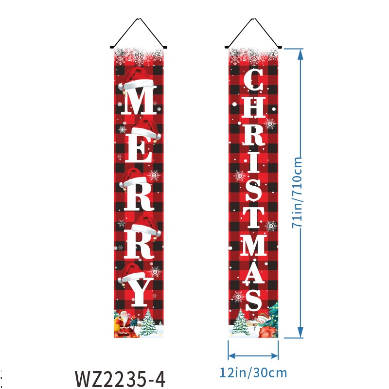 180x30 cm Kerst Vlaggen Gecontroleerd Nieuwjaar Deur Party Banner 100D Polyester Stof Opknoping Decoratie Banners WZ2235