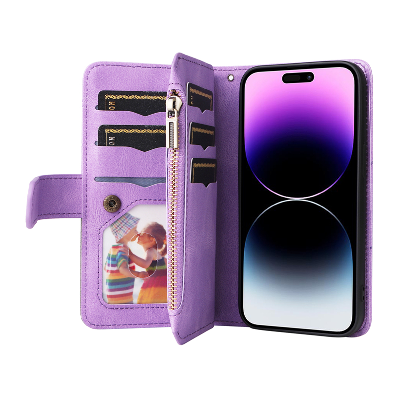 Lüks bileklik folio fermuar vogue telefon kasası İPhone 15 14 13 12 Pro Max Samsung Galaxy S23 Ultra S22 artı Çoklu Kart Yuvası Deri Deri Cüzdan Braket Kabuğu