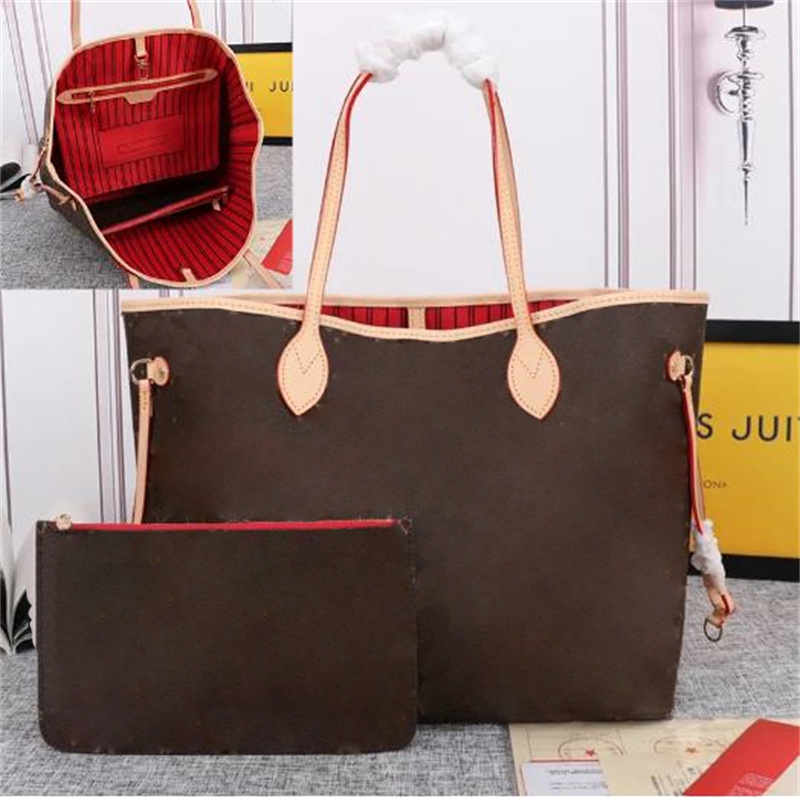 Tote bag Designer bags wallet Fashion Totes Leather messenger shoulder handbag Women Bags High Capacity Composite Shopping bagss old flower never Brown lattice MM