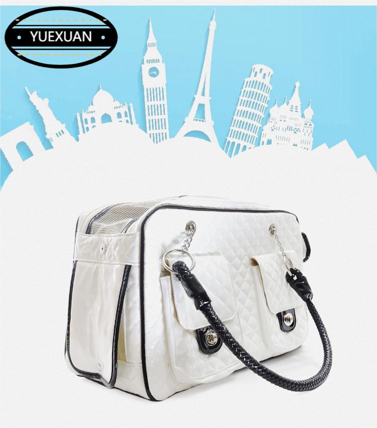 YUEXUAN Sac fourre-tout design tendance pour chien et chat en cuir PU pour petit et moyen chien, sac à main pour chien, grand sac fourre-tout pour animal de compagnie, chat, chien, randonnée en plein air, sac moderne, noir, blanc