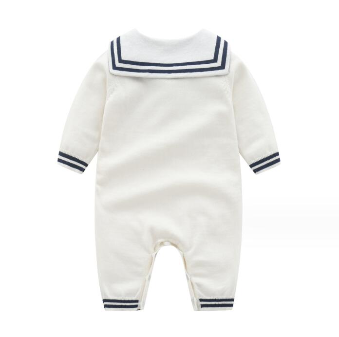 Autunno Inverno Cute Baby Pagliaccetti lavorati a maglia Neonato Stile Navy Tute a maniche lunghe Tute bambini Pagliaccetto neonati 0-24 mesi